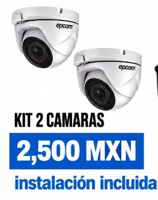 Kit de 2 cámaras de seguridad con audio y luz, DVR y disco duro