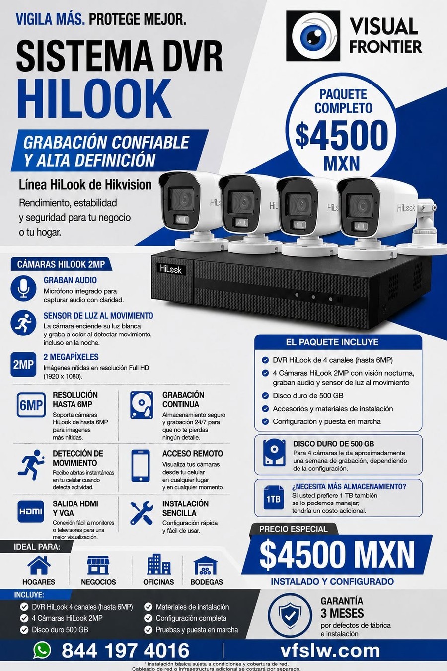 Paquete HiLook 4 cámaras